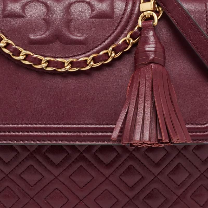 Tory Burch Burgundy Leather Fleming Shoulder Bag 1