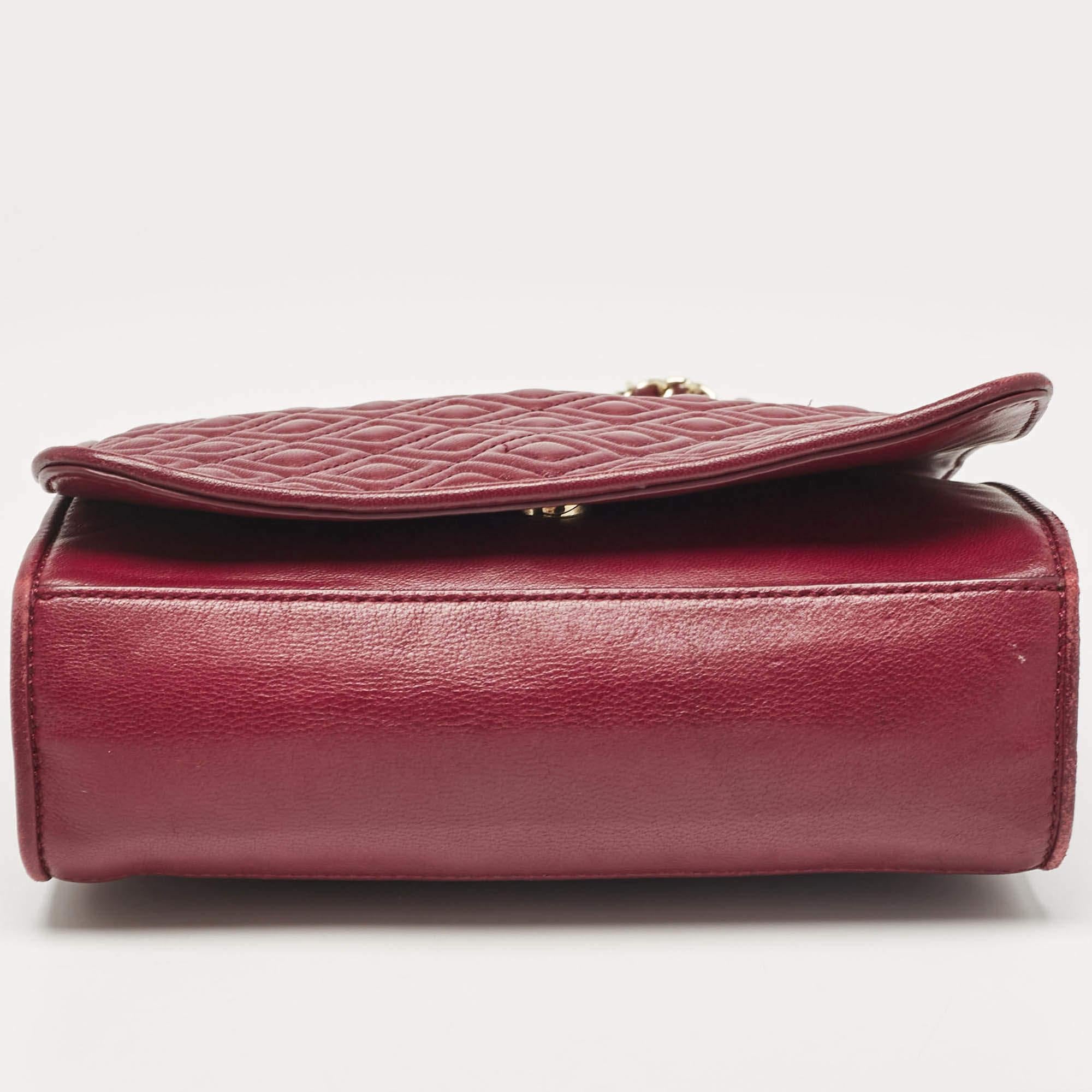Tory Burch Burgundy Leather Fleming Shoulder Bag For Sale 2