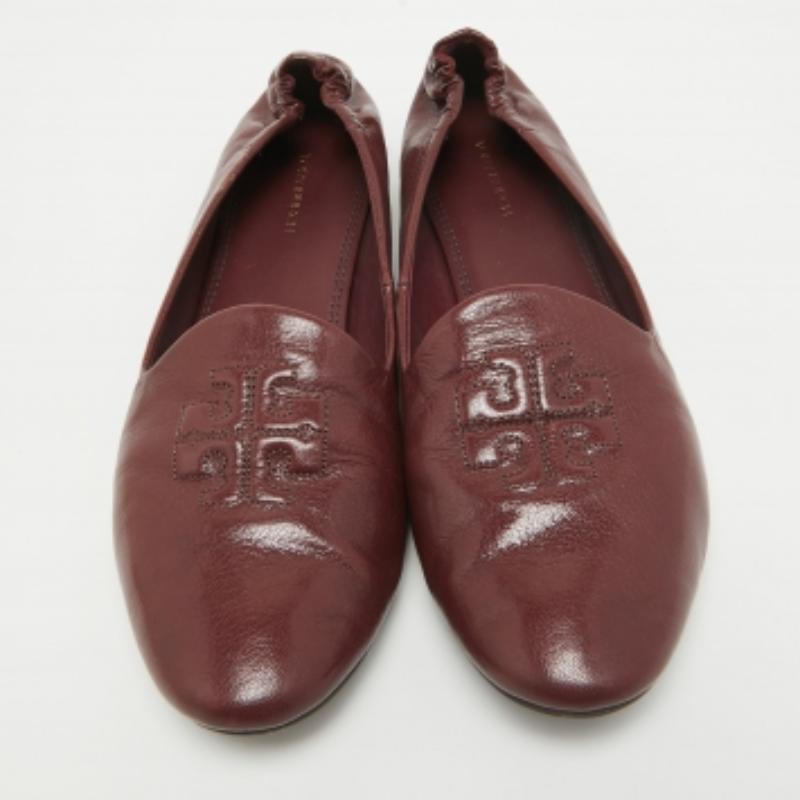 Donna Tory Burch Ballerine Reva in pelle borgogna misura 38 in vendita
