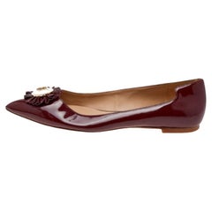 Tory Burch Burgundy Patent Leather Ballet Flats Size 36.5