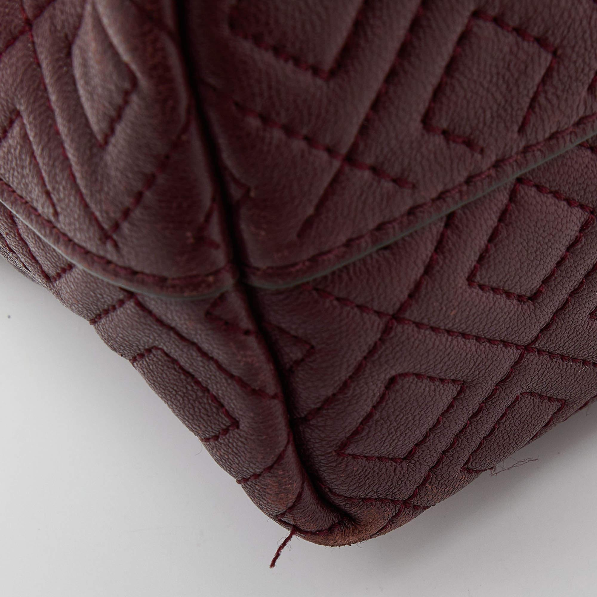 Tory Burch Burgundy Quilted Leather Fleming Satchel For Sale 3