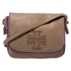 Tory Burch Camel Leather Flap Crossbody Bag