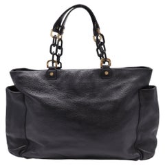 Borsa tote Tory Burch con tracolla a catena in pelle nera