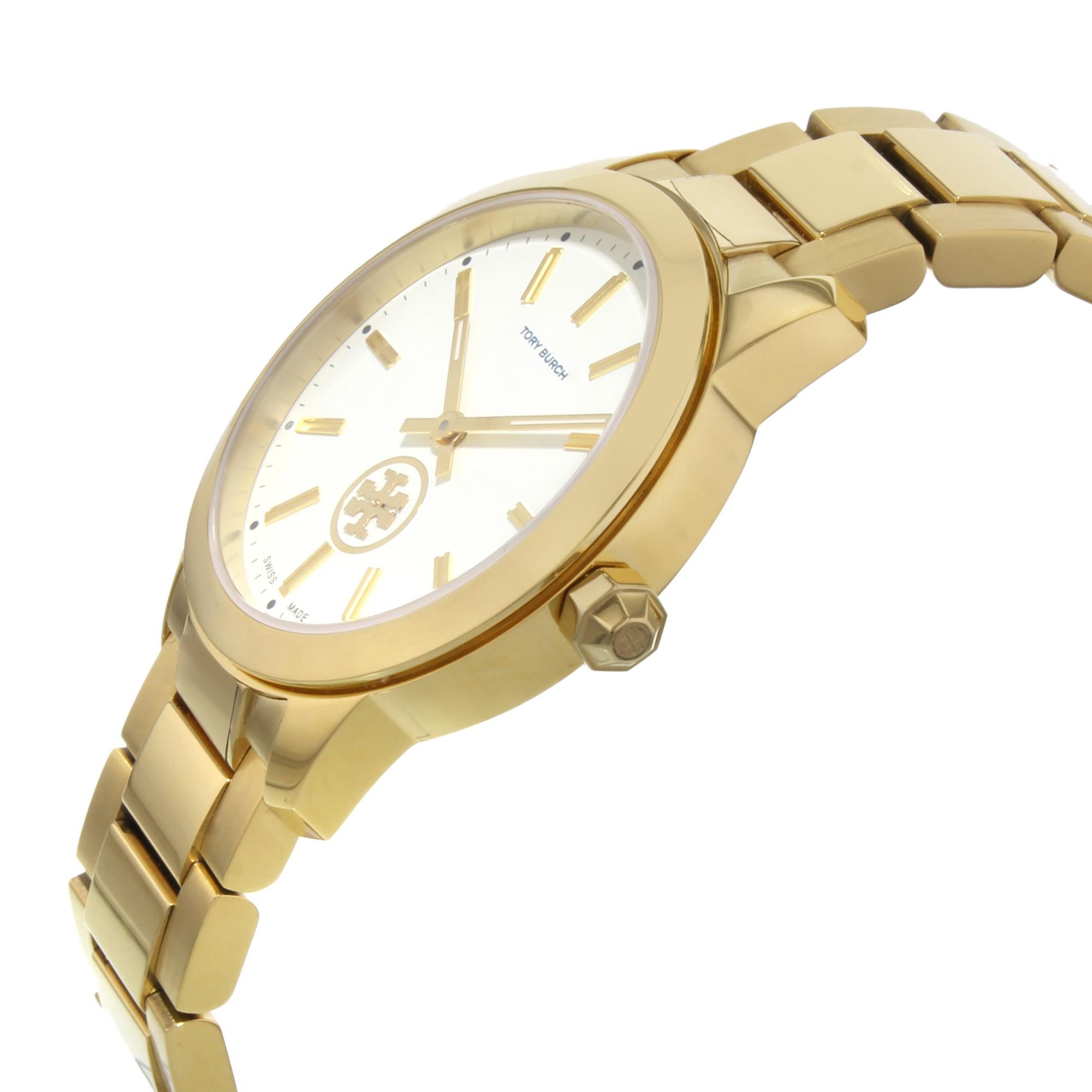 Tory Burch Collins Series Goldfarbene Stahlquarz-Damenuhr TB1200 im Zustand „Gut“ in New York, NY