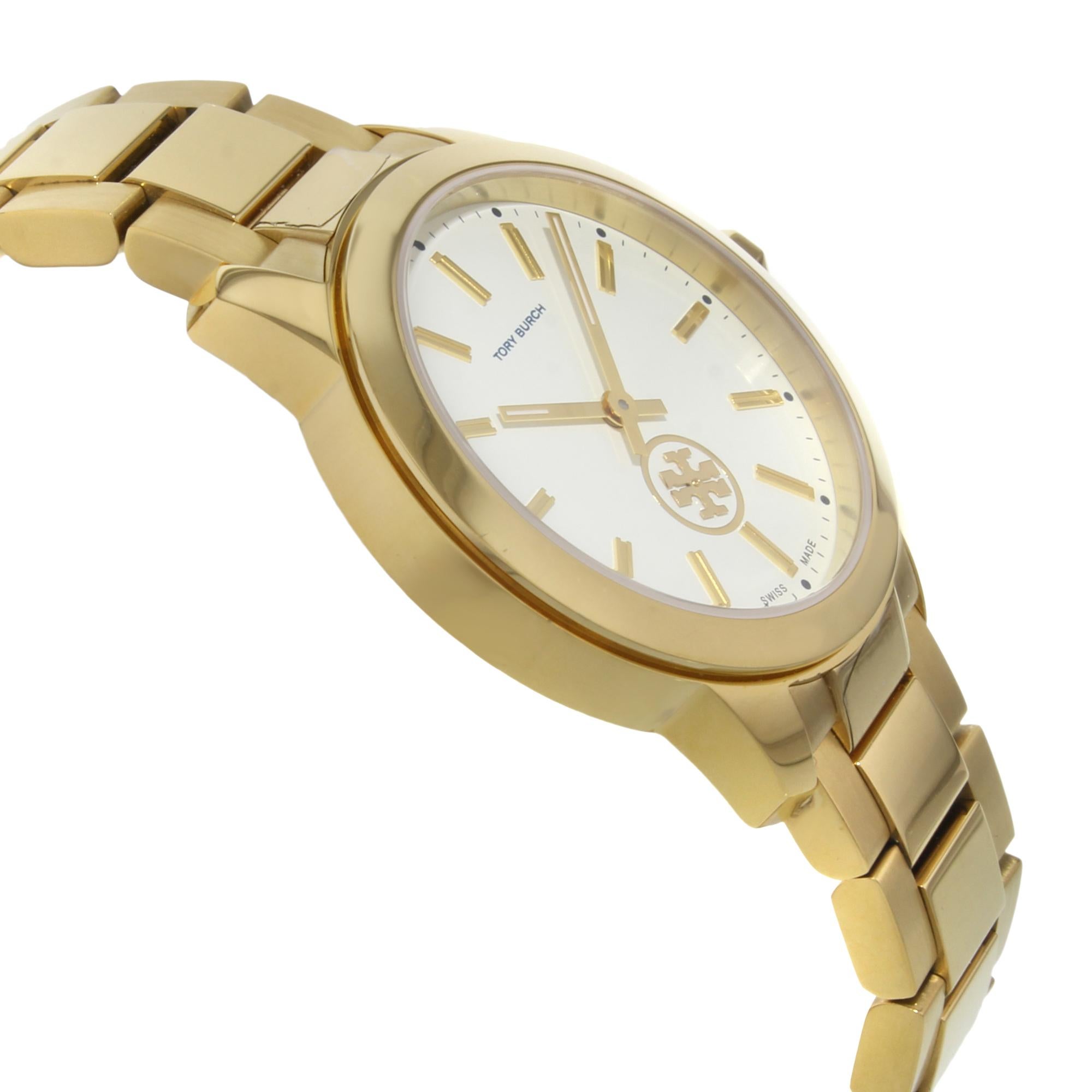 Tory Burch Collins Series Goldfarbene Stahlquarz-Damenuhr TB1200 1