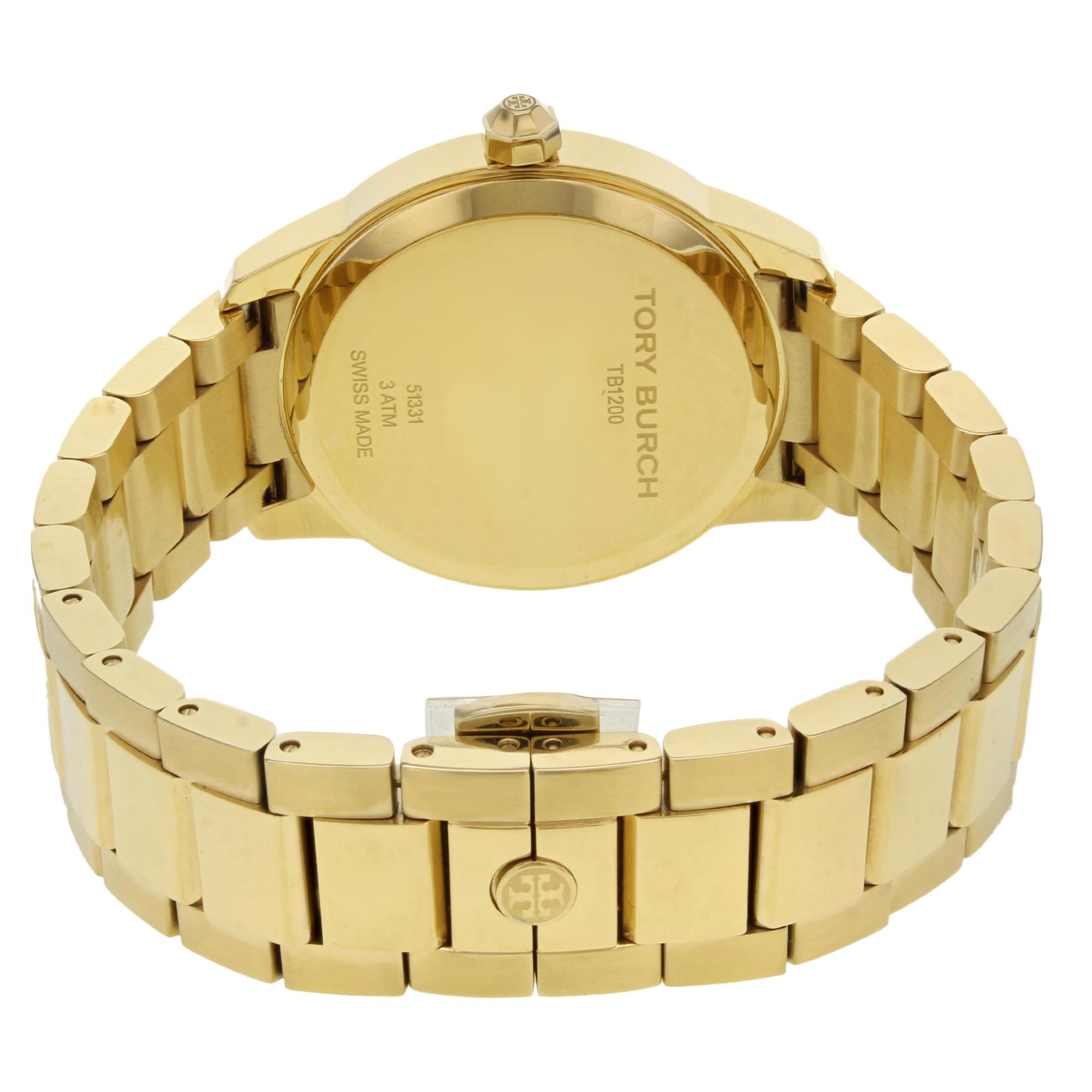 Tory Burch Collins Series Goldfarbene Stahlquarz-Damenuhr TB1200 2