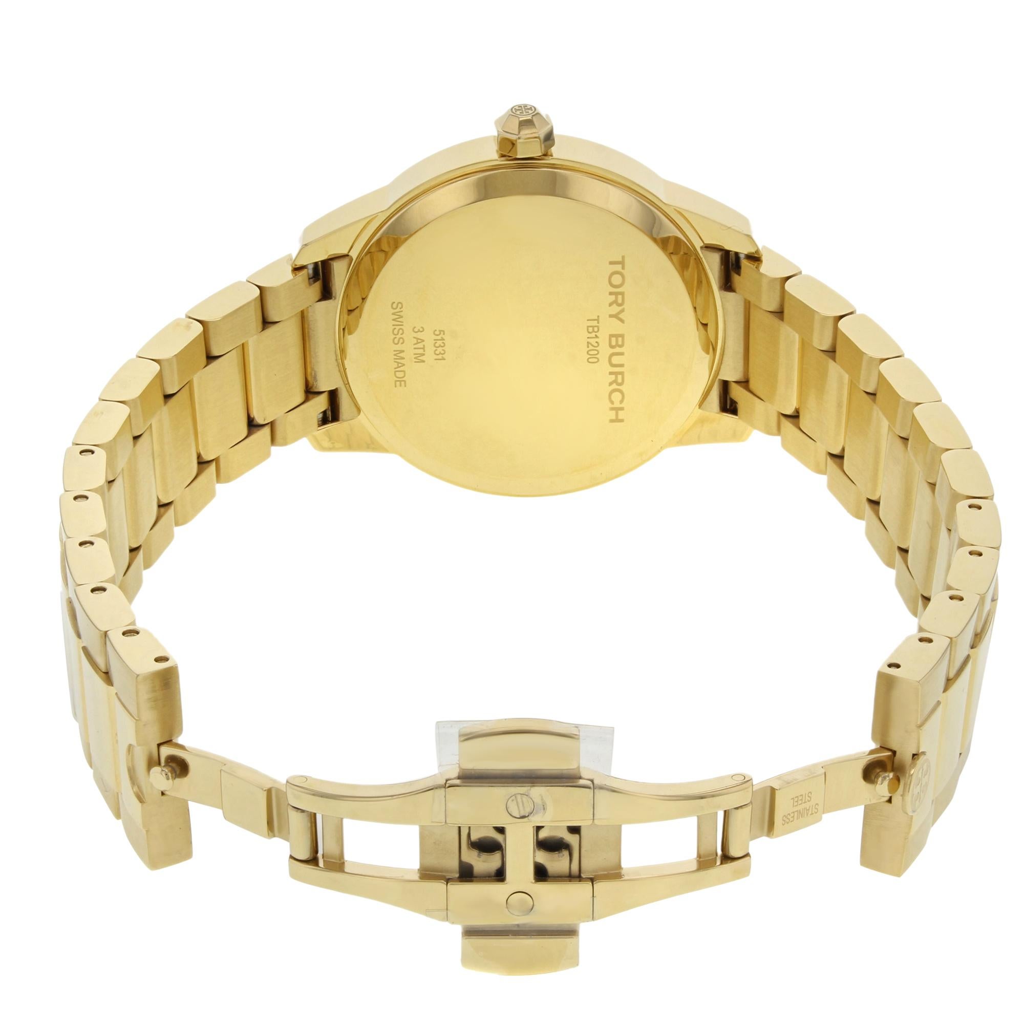 Tory Burch Collins Series Goldfarbene Stahlquarz-Damenuhr TB1200 3