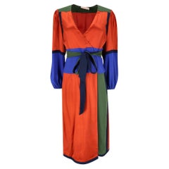 Tory Burch Colour-Block Silk Blend Crepe Wrap Dress