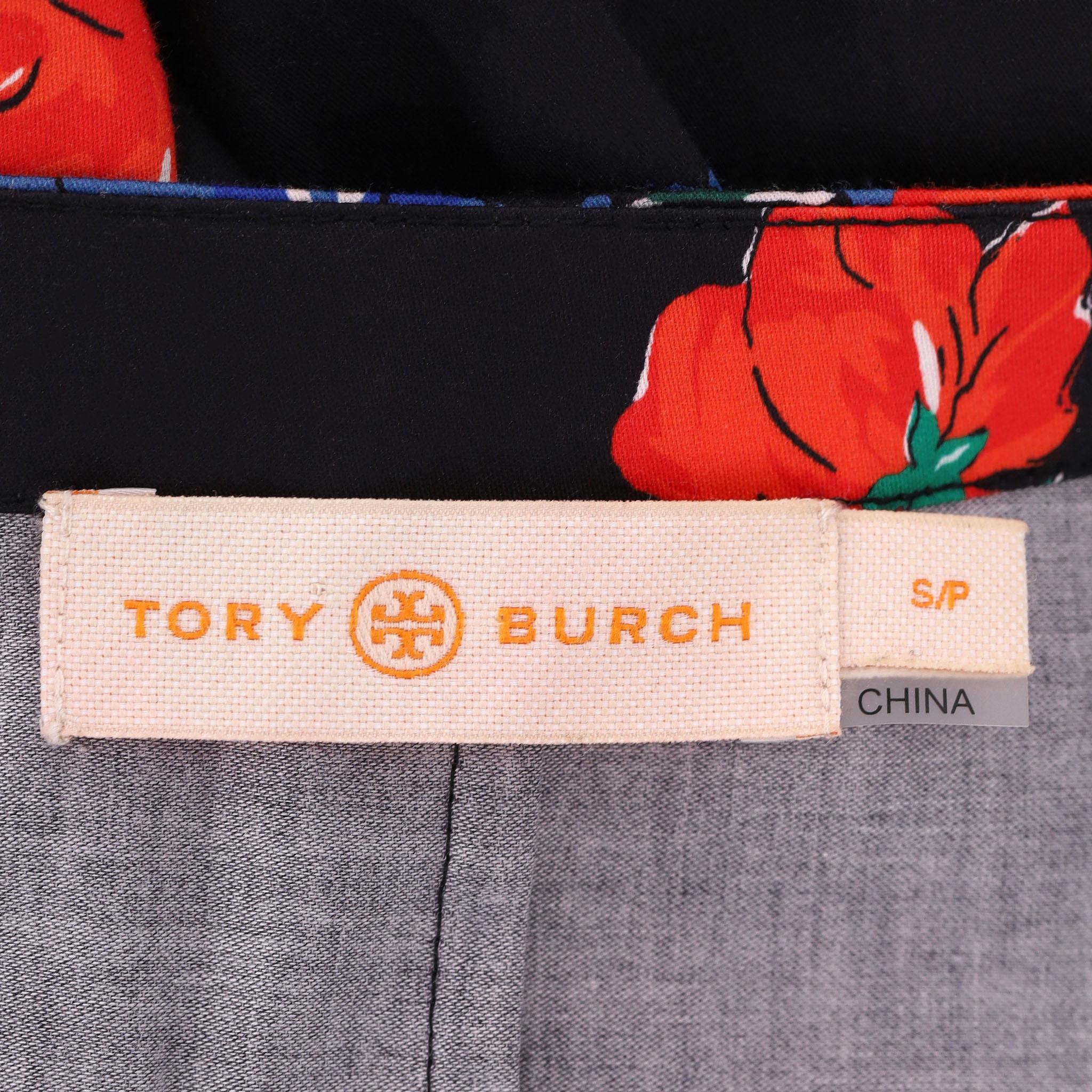 Tory Burch - Robe portefeuille en coton imprimé rose en vente 1