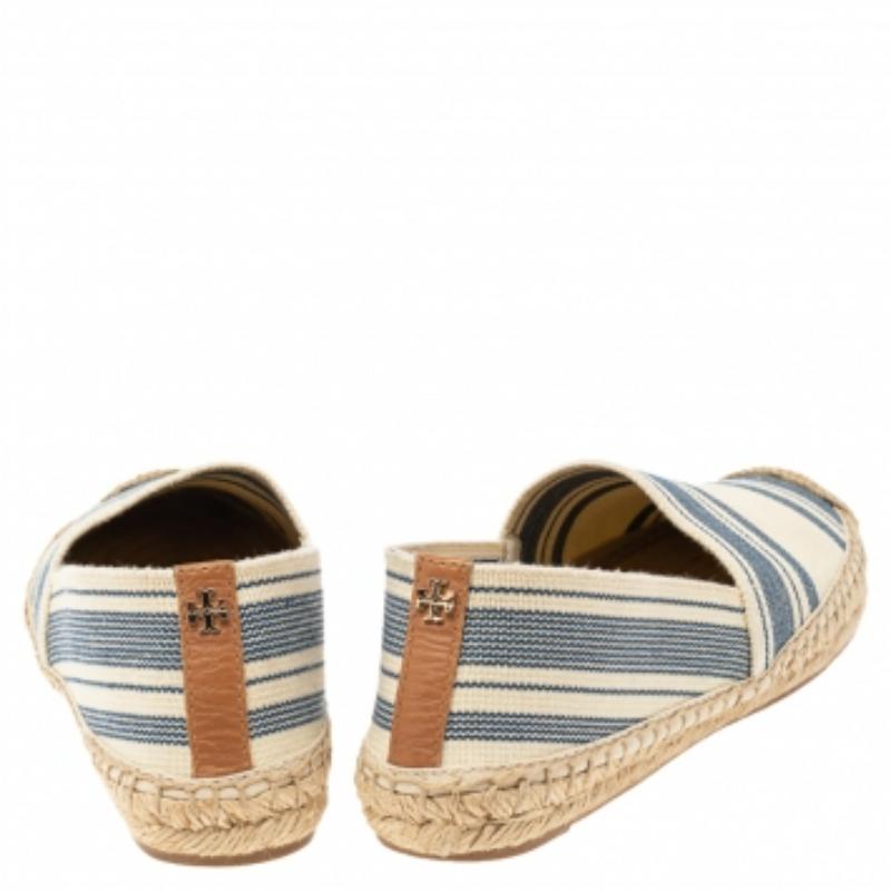 Beige Tory Burch Espadrilles à rayures crème/bleu, taille 36,5