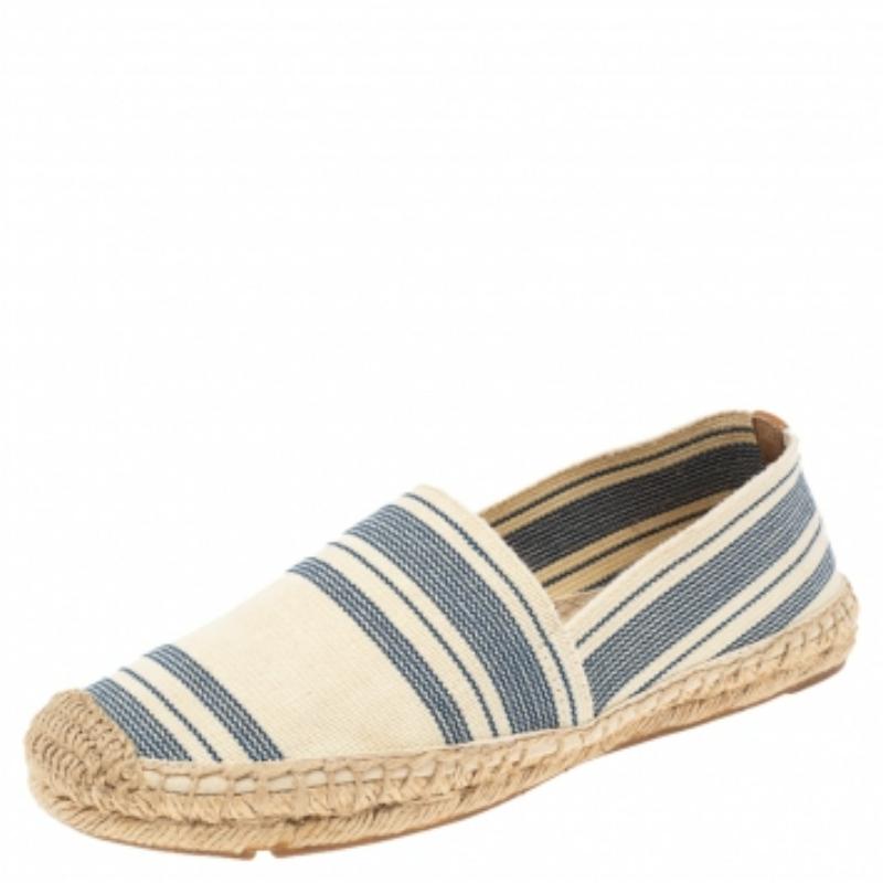 Tory Burch Espadrilles à rayures crème/bleu, taille 36,5 2