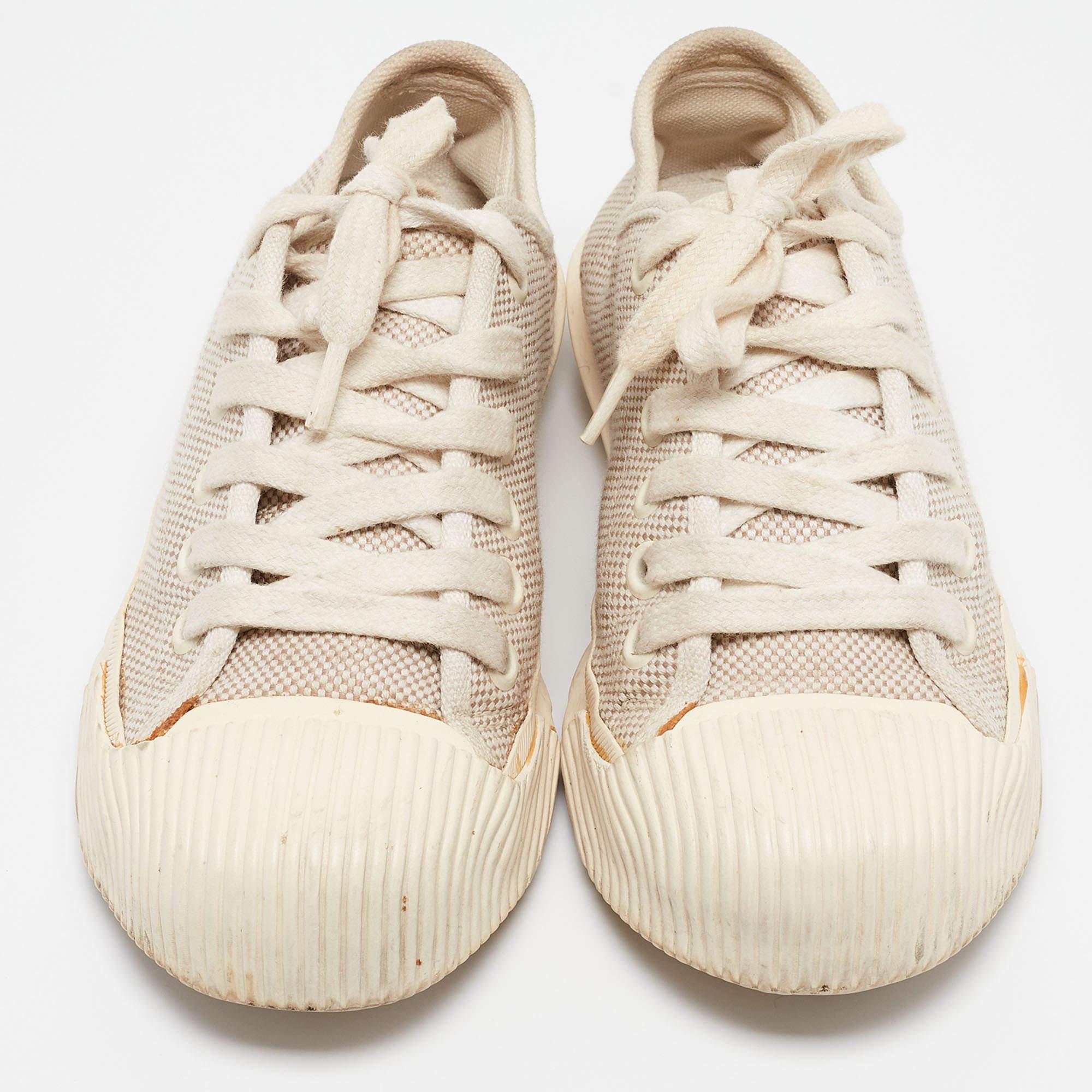 Tory Burch Creme Canvas Schnür-Turnschuhe mit Schnürung Größe 38 (Beige) im Angebot