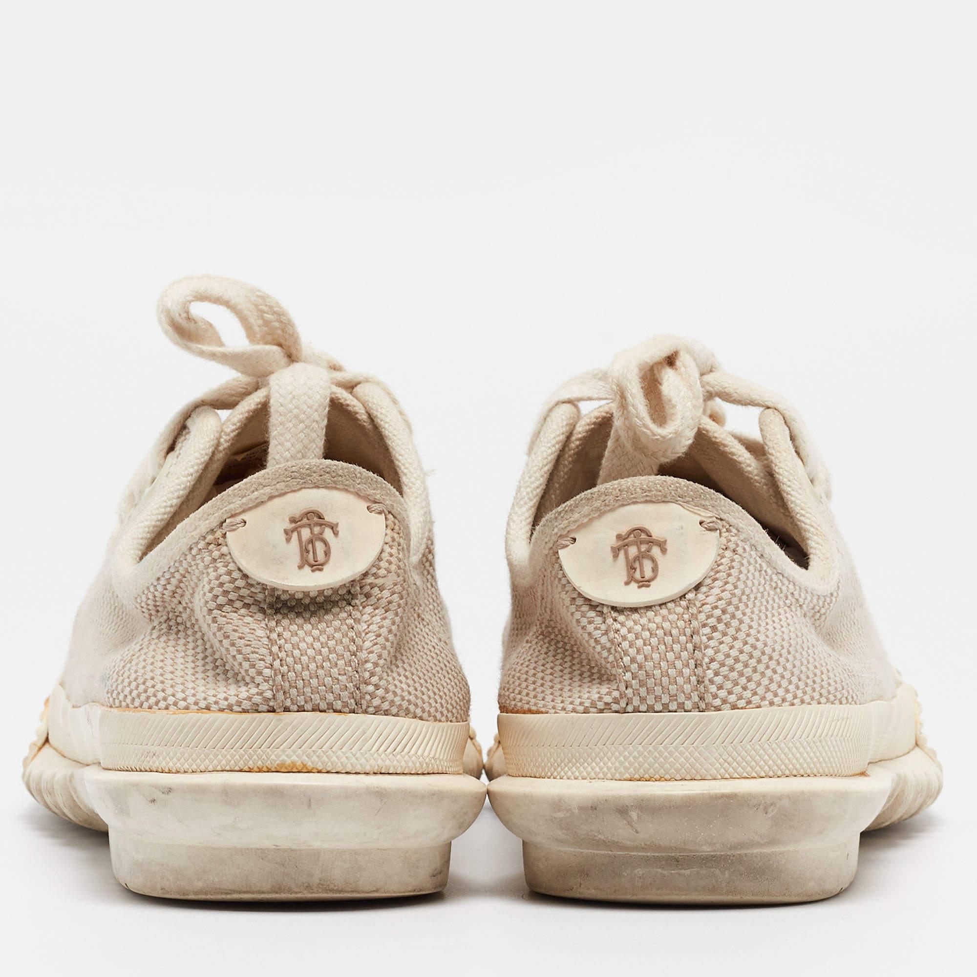 Tory Burch Creme Canvas Schnür-Turnschuhe mit Schnürung Größe 38 Damen im Angebot