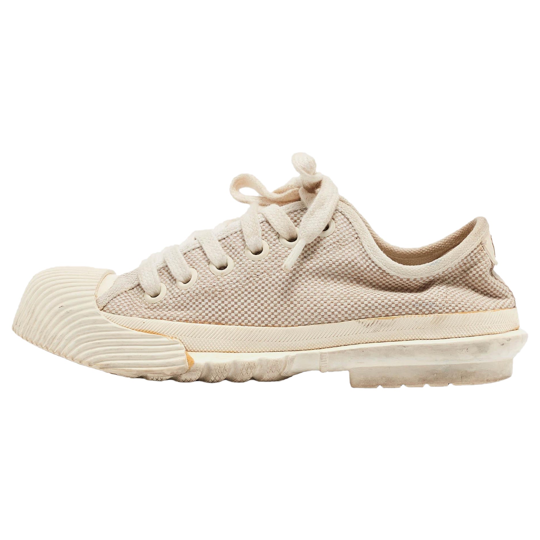 Tory Burch Creme Canvas Schnür-Turnschuhe mit Schnürung Größe 38