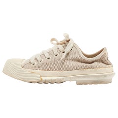Tory Burch Creme Canvas Schnür-Turnschuhe mit Schnürung Größe 38