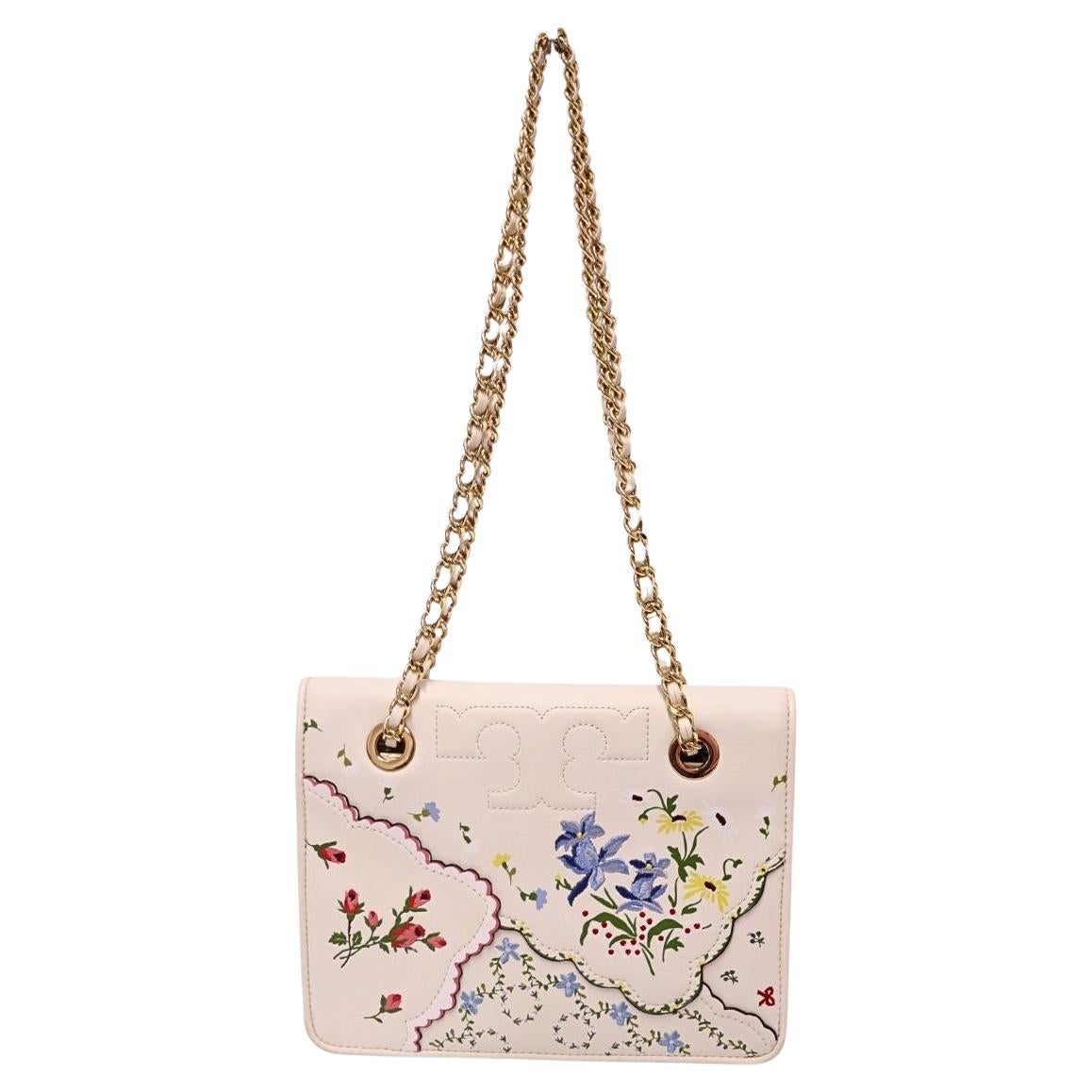 Tory Burch Cream Floral Umhängetasche im Angebot