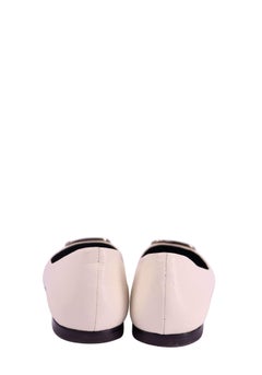 Tory Burch Bailarinas de piel color crema con logotipo - EU 36