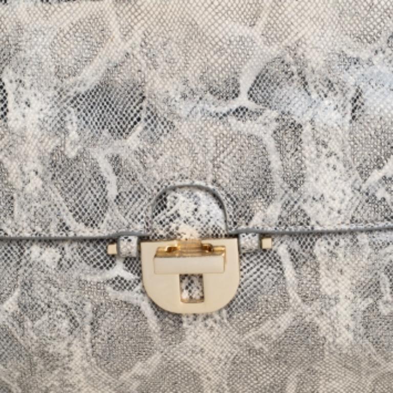 Tory Burch Cream Python Embossed Leather Simon Shoulder Bag For Sale 1