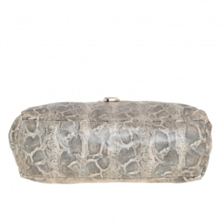 Tory Burch Cream Python Embossed Leather Simon Shoulder Bag For Sale 3