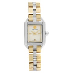 Tory Burch Dalloway, zweifarbige, cremefarbene, rechteckige Quarzuhr mit Zifferblatt TB1102 aus Stahl