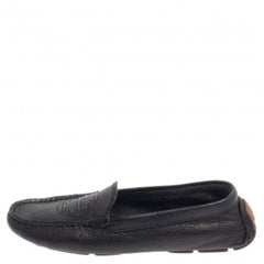 Tory Burch Dark Blue Leather Slip On Loafers Size 37.5