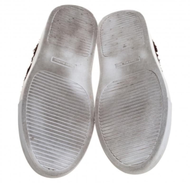 Tory Burch Dark Brown Fabric Rosette Slip On Sneakers Size 40.5 For Sale 2