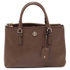 Tory Burch Small Thea Rounded Double-zip Satchel in Light Oak Leather