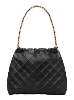 Tory Burch Schultertasche aus Lammleder mit Rautensteppung – Schwarz