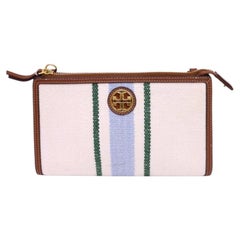 Tory Burch Ella Striped Canvas Crossbody Bag