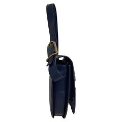 Tory Burch Flap Top Shoulder Bag in Navy Blue Leather