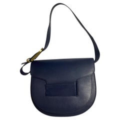 Tory Burch Flap Top Shoulder Bag in Navy Blue Leather