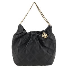Tory Burch Fleming Mini Hobo Bag — Black
