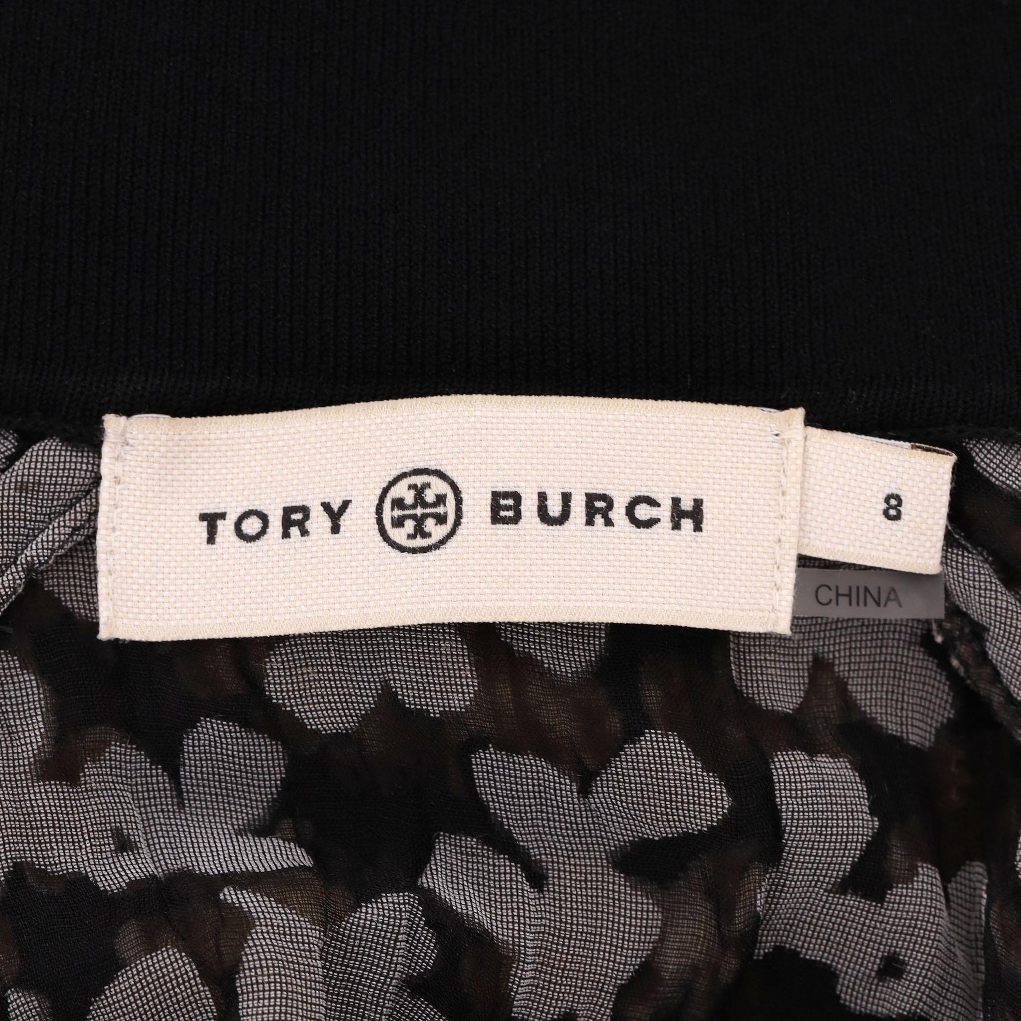 Tory Burch - Robe en soie mélangée imprimée en tulle floqué en vente 1
