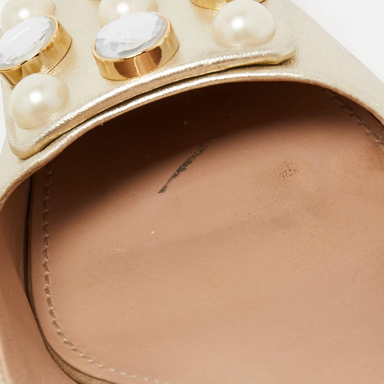 Tory Burch Gold Leder Vail Block Heel Pantoletten Größe 37,5 im Angebot 4