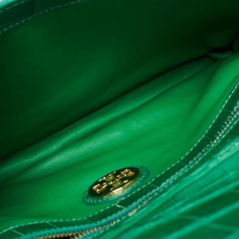 Women's Tory Burch Green Alligator Robinson Envelope Flap Clutch Bag