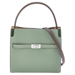 Tory Burch Green/Brown Leather and Suede Small Lee Radziwill Double Bag