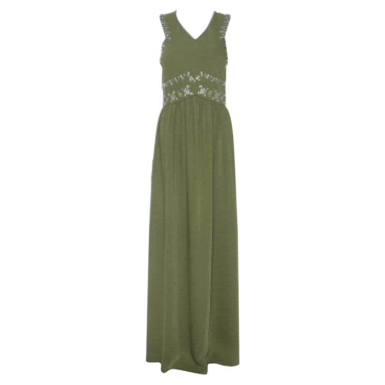 Tory Burch Bata Luisa sin mangas adornada en crepé verde M