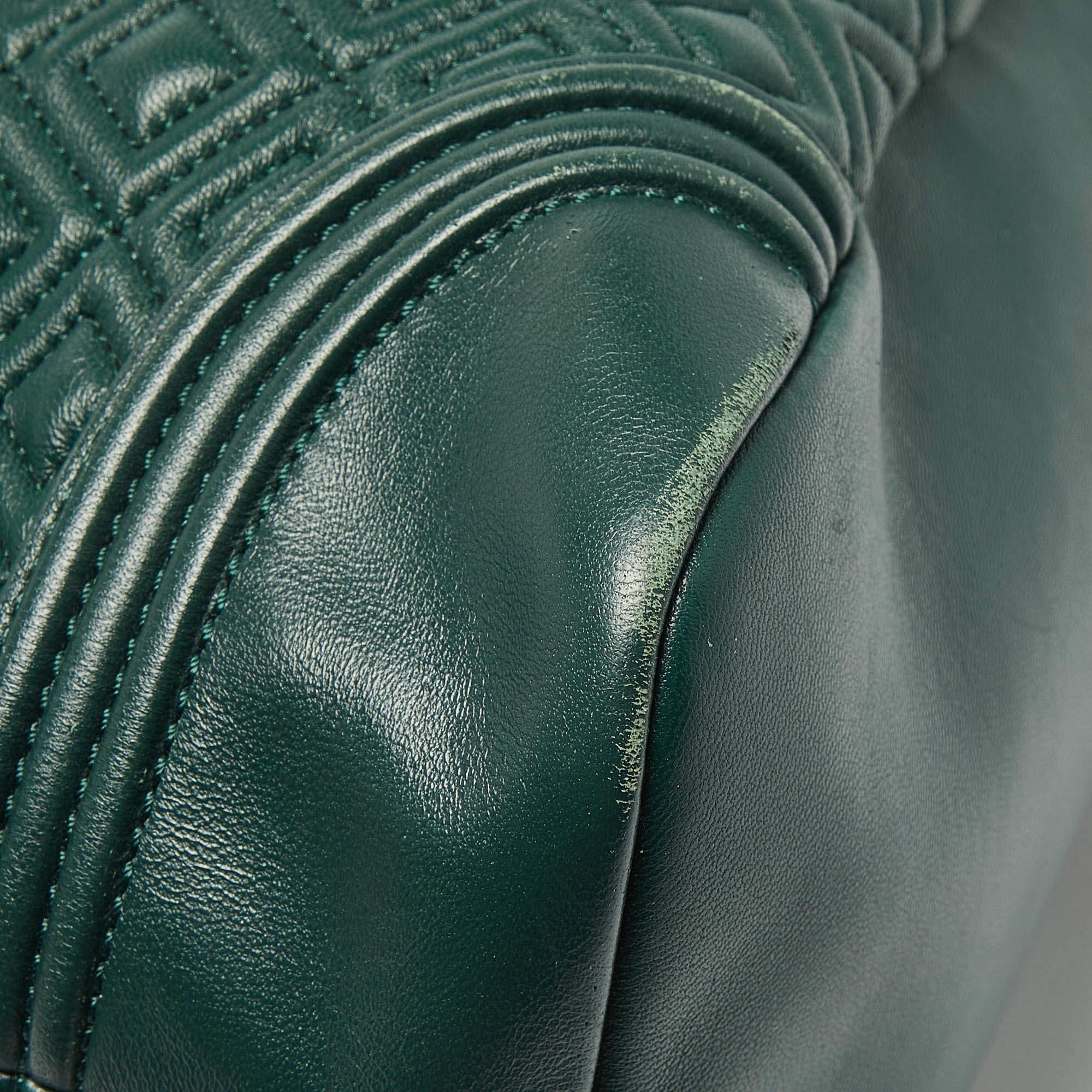 Tory Burch Green Leather Fleming Top Zip Shoulder Bag 1