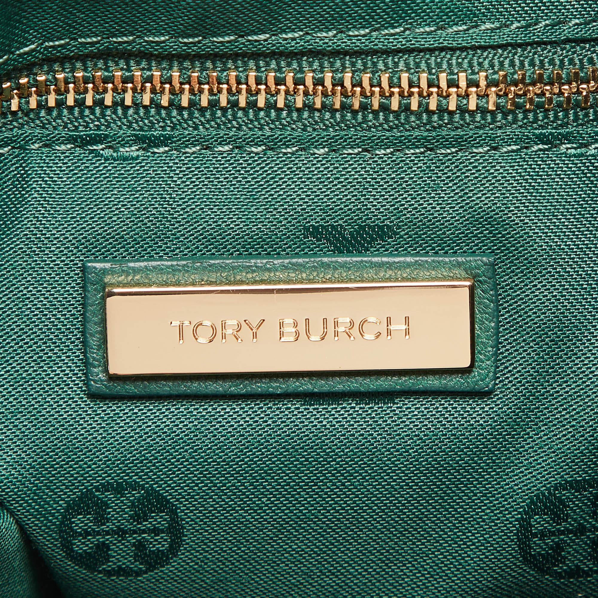 Tory Burch Green Leather Fleming Top Zip Shoulder Bag 4