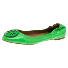 Tory Burch Green Patent Leather Ballet Flats Size 37
