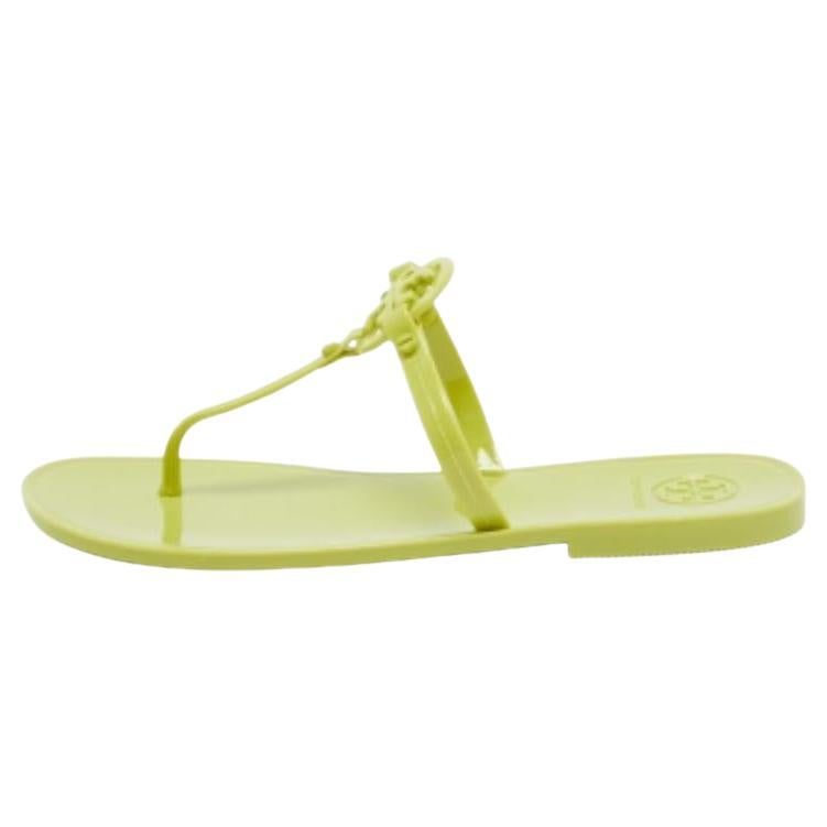Tory Burch Green Rubber Miller Flat Thong Sandals Size 37.5