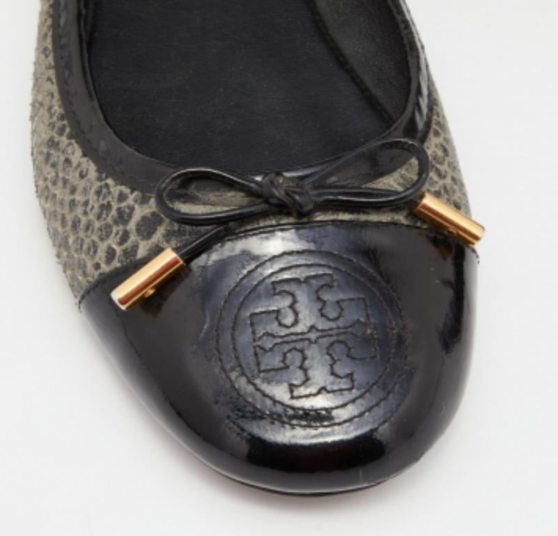 De las mujeres Tory Burch Bailarinas Piel Pitón y Charol Gris/Negro Talla 38.5 en venta