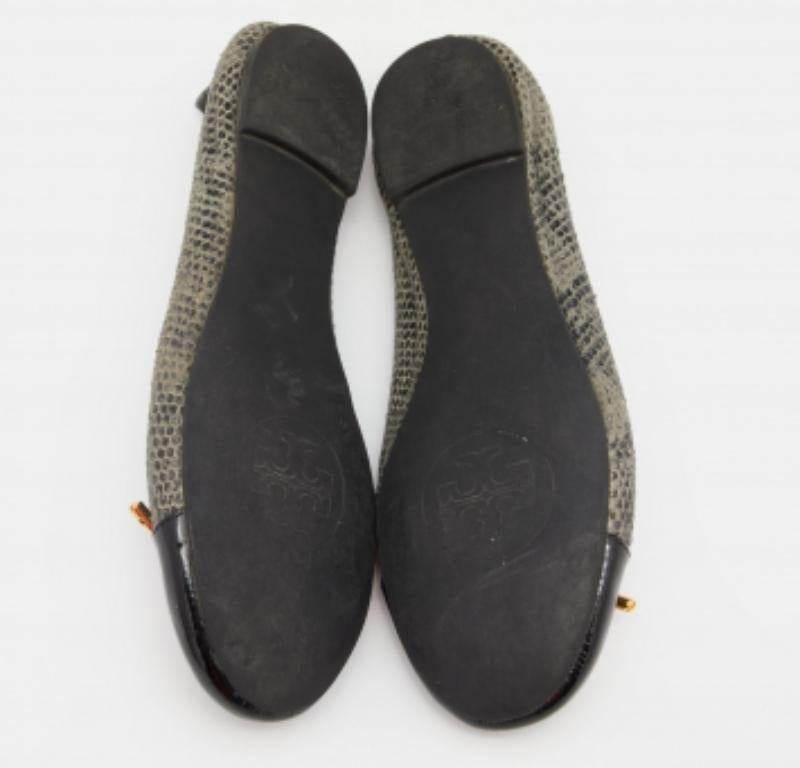 Tory Burch Bailarinas Piel Pitón y Charol Gris/Negro Talla 38.5 en venta 3