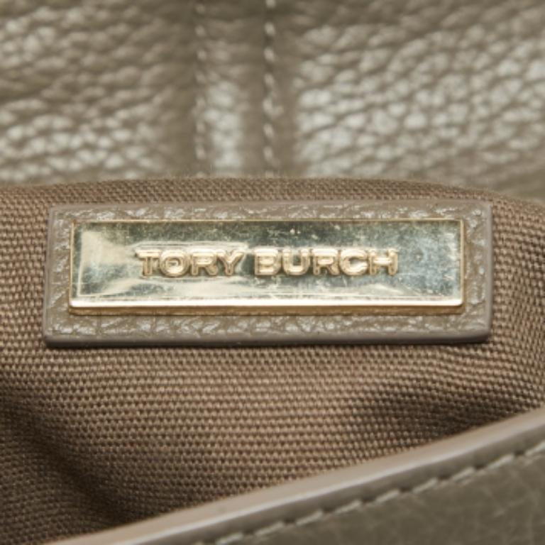 Tory Burch Graue Ledertasche 797 mit Henkel oben Damen im Angebot