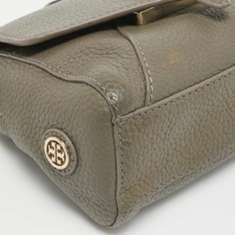 Tory Burch Graue Ledertasche 797 mit Henkel oben im Angebot 3