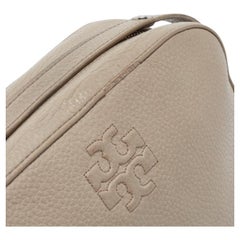 Tory Burch Grey Pebbled Leather Thea Camera Crossbody Bag