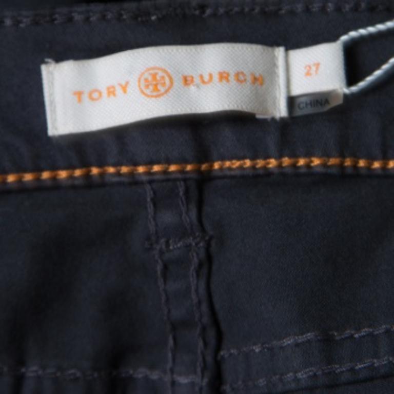 Tory Burch Grau Sabrina Flare Stretch Phantom Hose M Damen im Angebot