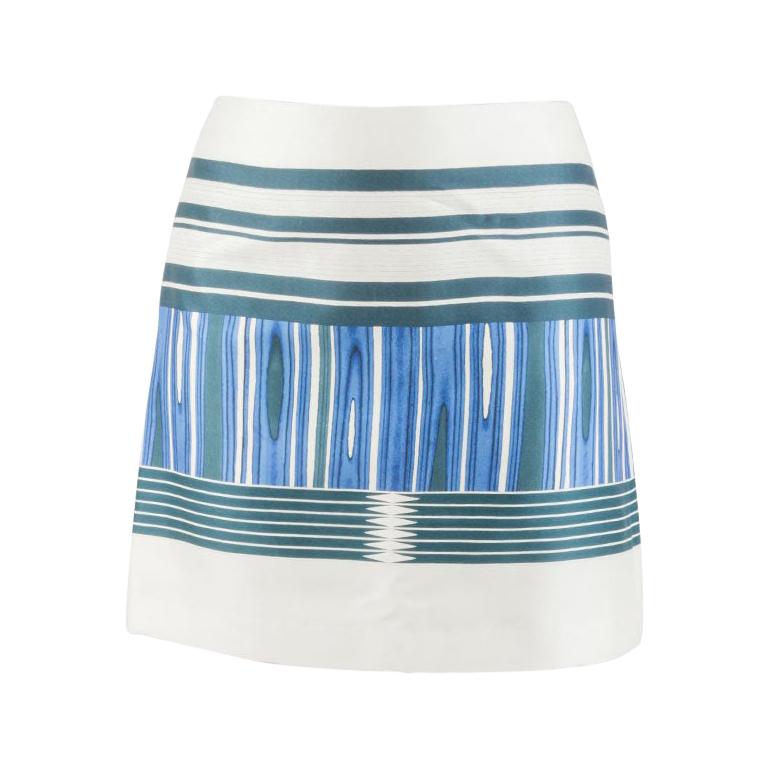 Tory Burch Indigo Plaited Stripe Cotton Silk Mikado Mini Skirt S For ...
