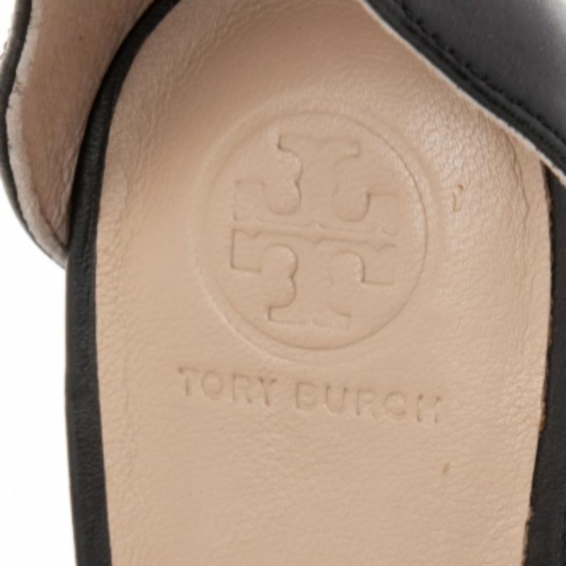 Tory Burch - Sandales à lanières à plateforme en cuir avec bordure festonnée découpée au laser, taille 40 en vente 3