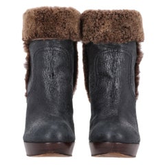 Tory Burch Leder & Shearling Sebastian Stiefeletten